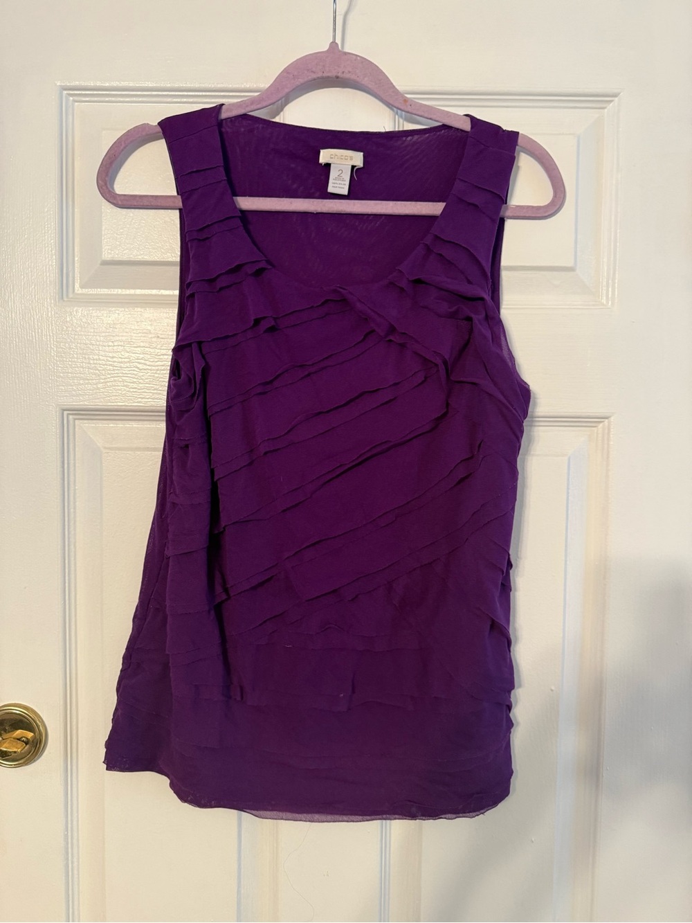 Chico's Purple Layered Ruffle Sleeveless Camisole